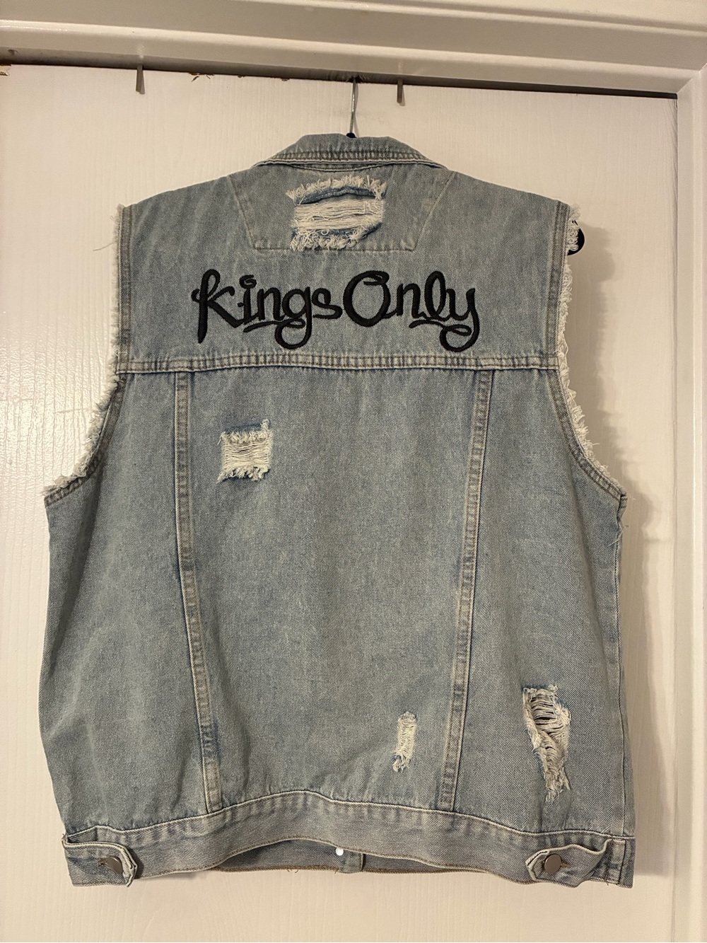 Current Brand Men’s “King’s Only” Blue Distressed Denim Vest - Men's